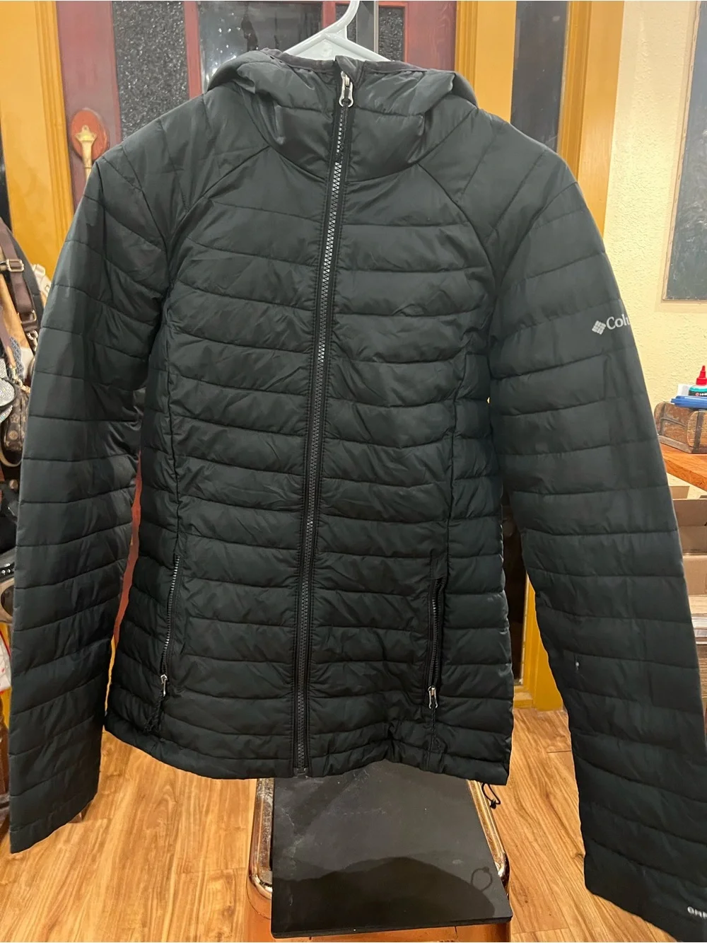 Ladies Columbia Black Quilted Jacket with Hood